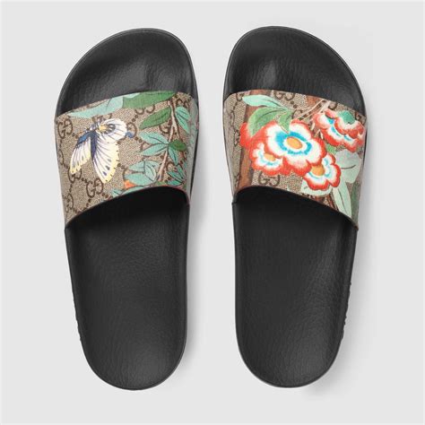 gucci supreme tian slides|Gucci Tian Pursuit Canvas Slides .